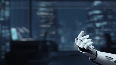 Gelecekçi bir robotik kol, modern teknoloji ortamındaki güncelleme sürecini sembolize eden bir ilerleme çubuğunu gösteren bir dijital arayüzle etkileşir. Auvana