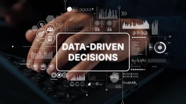 Eller Klavyede Veri güdümlü Kararlar ve Sezgiler için Dijital Veri Görselleştirmesi ile Yazıyor. Asemptotik akıllı veri analitiği.