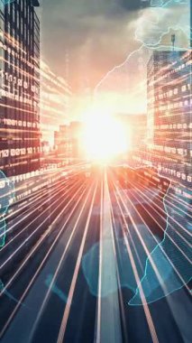 Ticari veri analizi ve zeki yazılım pazarlama stratejisi. Yeni bilgi çağındaki küresel eğilimleri değiştiren akıllı dijital dönüşüm ve teknoloji bozulması kavramı .