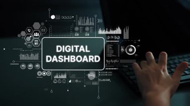 Karanlık Arkaplanda Kullanıcı Etkileşimi ve Veri Görselleştirme Elementleri ile Modern Dijital Kontrol Paneli Arayüzü. Asemptotik akıllı veri analitiği.