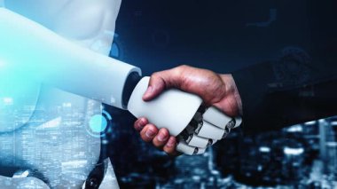 Futuristic robot artificial intelligence huminoid AI for industrial factory technology development and machine learning concept. robotic bionic science research for future of human life. 3D rendering.