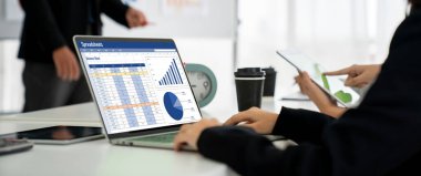 Spreadsheet document information financial startup concept. data and graphs in spreadsheet documents for online analysis project dashboard accounting digital snugly