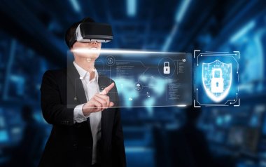 Bir işadamı sanal gerçeklik teknolojisiyle, gelişmiş bir çevrimiçi ortamda siber güvenlik ve veri gizliliğini arttırarak bilgi güvenliğini sağlar. XDMCP