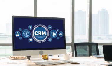 CRM işletme ve işletme için modern bilgisayarda müşteri ilişkileri yönetim sistemi