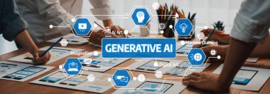 Yaratıcı AI Konsept Dijital Sanat, Makine Öğrenme ve Yenilikçi Grafik Tasarımlar ve Teknoloji Uygulamalarıyla Hayal Etme ile Yaratıcı Çalışma Alanı. Dostluk