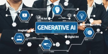 Üretici yapay zekanın yaratıcılık ve iş üzerindeki etkisini araştırın. Bu resim modern çağdaki teknoloji, yenilik ve hayal gücünün kesişimini gösteriyor. Dostluk