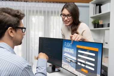 Online uçuş rezervasyon sitesi canlı rezervasyon sistemi sağlar. Seyahat teknolojisi kavramı .