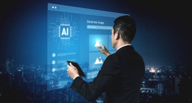 Yapay zeka görüntü oluşturucu arayüzü, akıllı algoritmalar kullanarak kullanıcı istemini görsel içeriğe dönüştürerek resim, yapay zeka ve üreteci işlemini sağlar.