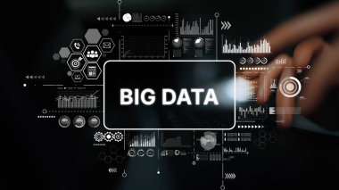 Modern Analitik Teknoloji Forefront 'unda Büyük Veri Grafikleri ve Kullanıcı Etkileşimi ile Veri Görselleştirme Konsepti. Asemptotik akıllı veri analitiği.