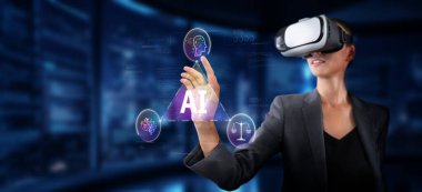 Bu resim, yönetim ve hukukun şekillendirilmesinde yapay zeka ve etiğin önemli rolünü vurgulayan gelecekteki bir sanal gerçeklik deneyimini gözler önüne seriyor. XDMCP