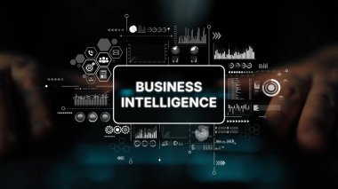 Kurumsal Analiz ve Karar Verme için Dijital Grafikler ve Veri Görselleştirmesi ile İş Zekası Kavramı. Asemptotik akıllı veri analitiği.