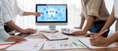 Chatbot yazılım uygulaması canlı çevrimiçi iş için otomatik olarak müşteri sorularına cevap verir