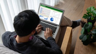 Spreadsheet document information financial startup concept. data and graphs in spreadsheet documents for online analysis project dashboard accounting digital snugly