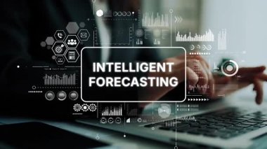 Grafikler ve Veri Analiz Aletleri ile Gelişmiş Zeka Tahminleri Dijital Temsili. Asemptotik akıllı veri analitiği.