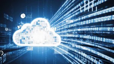 Akıllı paylaşım yazılımıyla bulut bilgisayarı ve çevrimiçi veri depolama. Yeni bilgi çağındaki küresel eğilimleri değiştiren akıllı dijital dönüşüm ve teknoloji bozulması kavramı .