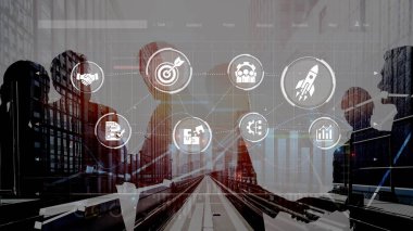 Proje yönetimi paneli proje yönetimi stratejisini, planlama, proje yönetimi iş akışını ve daha iyi koordinasyon için proje yönetim ikonlarını gösteriyor. Muxer