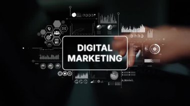 Çevrimiçi İş Stratejileri Çağdaş Arkaplanda Veri Analizi ve Grafikleriyle Dijital Pazarlama Konsepti. Asemptotik akıllı veri analitiği.