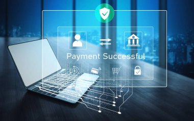 Güvenli ödeme gösteren başarılı bir aktarım mesajı. Ödeme onaylandı, güvence altına alındı, ödeme işlendi ve ödeme güven ve işlem bütünlüğüyle tamamlandı. Kefil