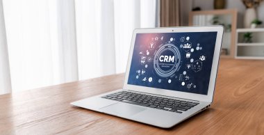 CRM işletme ve işletme için modern bilgisayarda müşteri ilişkileri yönetim sistemi