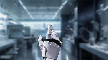 İnsan anatomisine tıklayarak tıbbi verilere ya da teşhislere ulaşın. Semptomu analiz ederken X ışını hologramında robot el kontrolü. Sağlıklı..