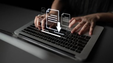 Güvenli ve verimli bilgi edinme Latch için dijital belgenin indirilmesi, dosya transferinin, veri erişiminin ve ilerleme durumunun görsel temsili