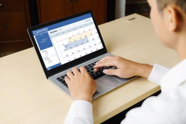Calendar on computer software application for schedule planning for personal organizer and online business snugly
