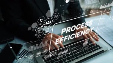 Modern Çalışma Alanında Süreç Verimliliği ve Üretkenliği Artırmak için Dijital Arayüzlere sahip İş Profesyonel Analizi Verileri. Asemptotik akıllı veri analitiği.