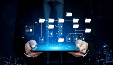 Dizin düzenini, dosya hiyerarşisini ve belge düzenini gösteren dijital dosya yapısı. Dosya yapısı yönetimi destekler, erişimi geliştirir ve dosya yapısı netliği artırır. Kefil