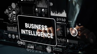 Veri Analizi Grafikleri ve Kurumsal Çevrede Modern Teknoloji Konsepti. Asemptotik akıllı veri analitiği.