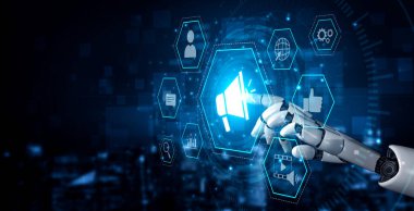 El yapımı görsel megafon ve nişan araçlarıyla dijital pazarlama stratejisini gösteriyor