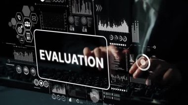 Kurumsal Çevrede Modern Teknoloji ve Veri Görselleştirme Konsepti ile İş Değerlendirme Süreci. Asemptotik akıllı veri analitiği.