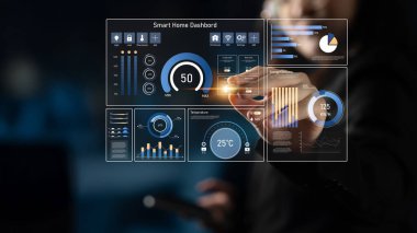 Akıllı ev paneli IOT sistemini yönetir. Akıllı ev paneli sıcaklığı kontrol eder, gösterge paneli enerjiyi izler, akıllı ev tutuş cihazları ve akıllı ev gösterge paneli veriyi izler. Latch