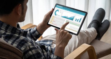 Spreadsheet document information financial startup concept. data and graphs in spreadsheet documents for online analysis project dashboard accounting digital snugly