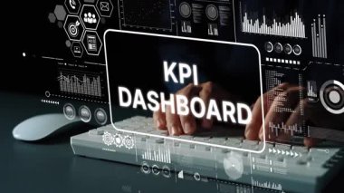 Veri Analizi ve İş Performans Ölçüleri ile Dijital KPI Kontrol Paneli Görselleştirmesi. Asemptotik akıllı veri analitiği.