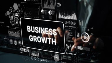 Veri Analizi ve Teknoloji Görselleştirmeleri ile Dijital Çağ 'da İş Büyüme Stratejileri. Asemptotik akıllı veri analitiği.