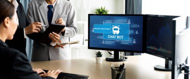 Chatbot yazılım uygulaması canlı çevrimiçi iş için otomatik olarak müşteri sorularına cevap verir