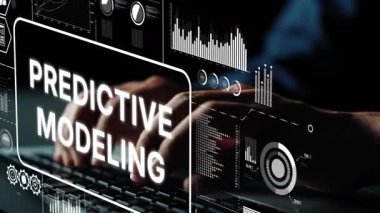 Eller Klavyede Dijital Grafik Çizimleri ile Öngörü Modellemesi ve Veri Analizi Kavramları Sunar. Asemptotik akıllı veri analitiği.