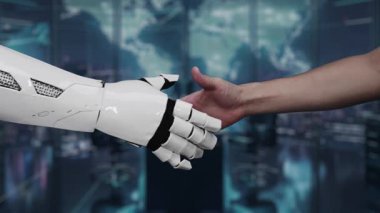 Bir kişi, modern ofis ortamında yeniliğe odaklanmış dijital dönüşümün etkisini gösteren veri analiz simgeleriyle parlayan bir bulut sembolü yansıtıyor. Auvana