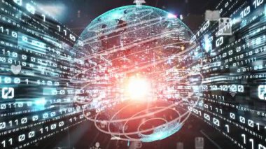 Fütürist küresel sosyal medya, insanlar iletişim ağı ve dijital veri paylaşımı kuruyor. Yeni bilgi çağındaki küresel eğilimleri değiştiren akıllı dijital dönüşüm ve teknoloji bozulması kavramı .