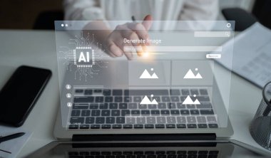 Yapay zeka görüntü oluşturucu arayüzü, akıllı algoritmalar Latch kullanarak kullanıcı istemini görsel içeriğe dönüştürerek resim, yapay zeka ve üreteci işlemini sağlar.