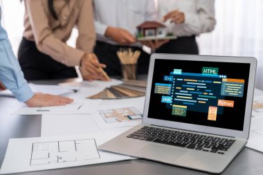 Yeni uygulama geliştirme için HTML, ve C Brisk gibi çeşitli programlama dillerinin kodlama ekranı ile yazılım geliştirme veya programlama çalışmaları