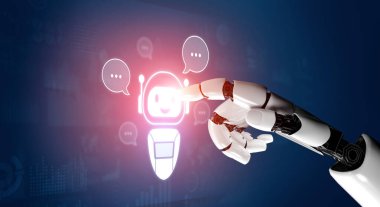 AI sohbet robotu kullanıcılarla akıllı iletişimi destekler, dijital etkileşim baloncukları aracılığıyla otomatik yanıtlar ve destek sağlar