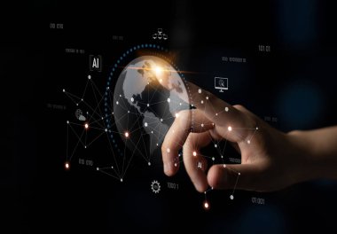 Yapay zeka ağı dijital dünya ve veri altyapısı Latch arasındaki bağlantıyı göstermektedir.