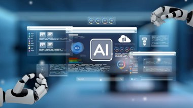 LLM Teknoloji, Büyük Veri, Makine Öğrenme, İş Desteği için Üretici AI, Geleceğin AI Teknolojisi ve Yapay Zeka Mühendisliği Asistan Beyin İşlemcisi. Çağ