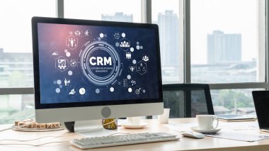 CRM işletme ve işletme için modern bilgisayarda müşteri ilişkileri yönetim sistemi