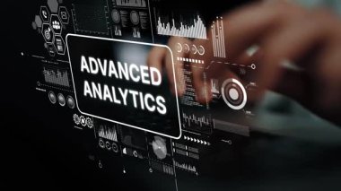 İş Zekası Sezgileri için Gelişmiş Analitik Konsepti Veri Görünümü ve Teknoloji Arayüzü Bilgileri Elleri ile. Asemptotik akıllı veri analitiği.