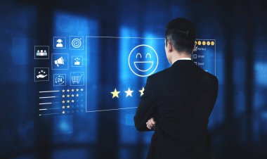 Müşteri geribildirimi ve memnuniyet derecelendirme sistemi yıldız değerlendirmesi, mutlu yüz, performans puanı ve müşteri deneyiminin iyileştirilmesi için hizmet değerlendirmesi