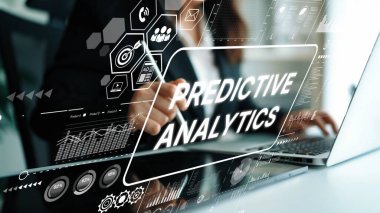 Öngörüsel Analitik Teknoloji ve Bilgisayar Ekranında Görselleştirme İşletme Profesyonelliği. Asemptotik akıllı veri analitiği.