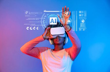 Bir kullanıcının, dijital deneyimlerin geleceğini sembolize eden yenilikçi bir arayüz aracılığıyla yapay zekaya bağlandığı büyüleyici bir sanal gerçeklik sahnesi keşfedin. XDMCP