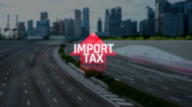 Şehir Skyline Arkaplan Arkaplanlı Vergi Konsepti Vergi Artırma ve Ticaret ve Ekonomik Etkiyi Sembolize Ediyor. Sevkiyat.